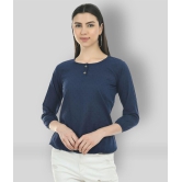 SAAKAA - Navy Cotton Women's Regular Top ( Pack of 1 ) - L