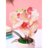 Market99 White Artificial Orchid Flower With Golden Pot