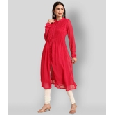 Janasya - Pink Chiffon Womens Front Slit Kurti ( Pack of 1 ) - None