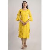 MAUKA - Yellow Rayon Women's Straight Kurti ( Pack of 1 ) - None