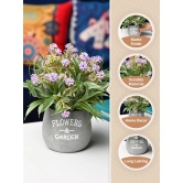 Lavender & Green Artificial Flower with Pot - Cylindrical Shape with Flowers & Garden Print