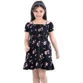 Naughty Ninos Girls Black Floral Printed Off Shoulder Dress - None