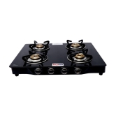 Suryaviva Nano 4B Ms Bk Toughened Glass 4 Cast Iron Burner Gas Stove(Manual Ignition,Black)