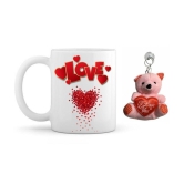 thriftkart Ceramic 1 mug & 1 teddy Gifting Mugs - Pack of 1