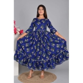 Smien Rayon Printed Anarkali Womens Kurti - Blue ( Pack of 1 ) - None