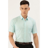 Men Green Regular Fit Formal Half Sleeves Formal Shirt