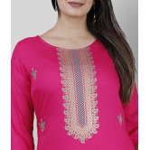 MAUKA - Pink Straight Rayon Womens Stitched Salwar Suit ( Pack of 1 ) - XS