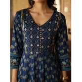 AMIRAS INDIAN ETHNICWEAR Cotton Printed Ankle Length Womens Fit & Flare Dress - Blue ( Pack of 1 ) - None