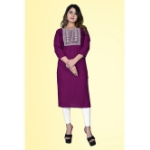 haya fashion - Magenta Rayon Women's Straight Kurti ( Pack of 1 ) - None