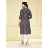 Rangita Women Cotton Dark Grey Printed Knee Length Straight Kurti - None