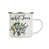 Indigifts Cricket Enamel Mug 250 ML|Unbreakable Coffee, Tea Cup|Cricket Fever Print|Safe For Kids|Drinking Tea Cup For Outdoor & Indoor|WHITE|