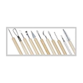 Wooden Handle Wax Pottery Clay Sculpting Sculpt Smoothing Wax Carving Pottery Ceramic Tools Polymer Ceramic Clay Tool Set - 11 Pieces