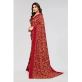 Anand Sarees Georgette Printed Saree Without Blouse Piece - Red ( Pack of 1 ) - Red