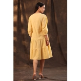 Juniper - Yellow Cotton Blend Womens A-line Dress ( Pack of 1 ) - None