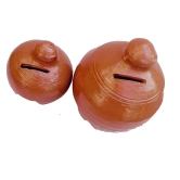 Mii Art Craft Mitti Gullak for Kids and Adults, Piggy Bank, Mitti ka Gullak;size-19cm and (Brown) Pack of 1gullak Clay Coin Bank/Mitti Ka coim Box