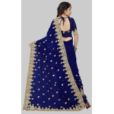 Om Shantam Sarees - Navy Blue Georgette Saree With Blouse Piece ( Pack of 1 ) - Navy Blue