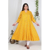 Swasti Cotton Blend Printed Front Slit Womens Kurti - Yellow ( Pack of 1 ) - None