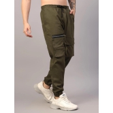 Sprouted Mens Olive Multipocket Cargo Joggers - Stylish Cotton Blend for Casual Comfort-3XL