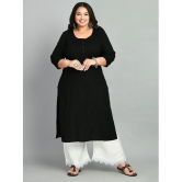 PrettyPlus by Desinoor - Black Rayon Women''s Straight Kurti ( Pack of 1 ) - None