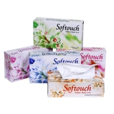 Softouch 2 Ply Face Tissue-100 Pulls Each Box (200 Sheets) Pack of 5-500-1000