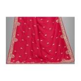 Om Shantam Sarees - Pink Silk Blend Saree With Blouse Piece ( Pack of 1 ) - Pink