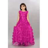 A TO Z CART Fluorescent Pink Net Girls Gown ( Pack of 1 ) - None