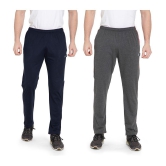 Zeffit Solid Men Navy, Grey Track Pants (Pack Of 2 ) - M