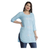 JC4U - Blue Viscose Womens Straight Kurti - M