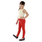 Kids Cave - Red Cotton Blend Girls Leggings ( Pack of 1 ) - None