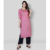 HIGHLIGHT FASHION EXPORT - Pink Straight Rayon Women's Stitched Salwar Suit ( Pack of 1 ) - L