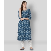 Divena - Blue Cotton Womens Straight Kurti - 3XL