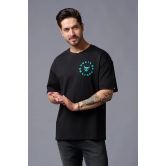 Never Give Up (in Green) Printed Black Oversized T-Shirt for Men 4XL