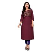 Lerkiza - Maroon Cotton Womens Straight Kurti ( Pack of 1 ) - XXL