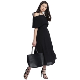 Miss Chase Georgette Black Regular Dress - M