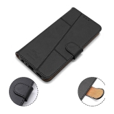 NBOX - Black Artificial Leather Flip Cover Compatible For Realme C33 ( Pack of 1 ) - Black