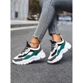 Sneakers For Women  (White - Green)-40