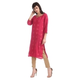 Karigari - Pink Rayon Women's Straight Kurti - L