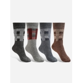 Texlon Woollen Mens Printed Multicolor Mid Length Socks ( Pack of 4 ) - Multicolor