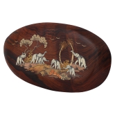 Rosewood Oval Elephant Panel