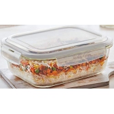 Femora Borosilicate Glass Rectangle Container Camel Black Lunch Box, Set of 3