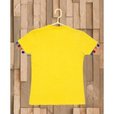 Girls Casual Short Sleeve Printed Cotton T Shirt (Yellow) PID49319