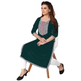 Kapadia - Green Rayon Womens Straight Kurti ( Pack of 1 ) - None