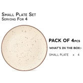 Reactive Handpainted Premium Ceramic 4 Small Plates | Quarter Plates | Stoneware | Microwave and Dishwasher Safe | Pack of 4 | Beige