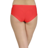 Sona Womens Comfortable Red Plain Seamless (No Line) Lycra SILK Cotton Anti-Bacterial, Skinny Soft Premium Panties-L / RED