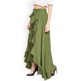 Women Olive Green Flared Solid Palazzos