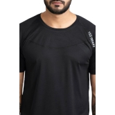 Men Solid Round Neck Polyester Black T-Shirt