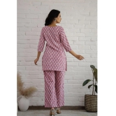 Plus size Pink Handblock Printed Loungewear set-6XL