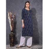 Mamoose Cotton Blend Self Design Straight Womens Kurti - Blue ( Pack of 1 ) - None