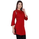 JC4U - Maroon Rayon Womens Straight Kurti ( Pack of 1 ) - None