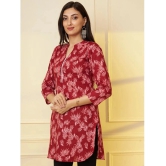 Tissu Cotton Printed Straight Womens Kurti - Maroon ( Pack of 1 ) - None